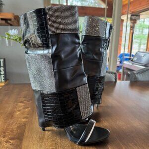 Cape Robbin Mosaic Leather & Gems High Stiletto Boots Disco Nashville (Size 11)
